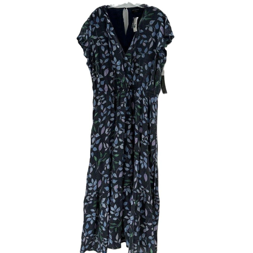 NWT a Lane Bryant Blue Floral Flutter-Sleeve Surplice-Neck Maxi Dress Size 22